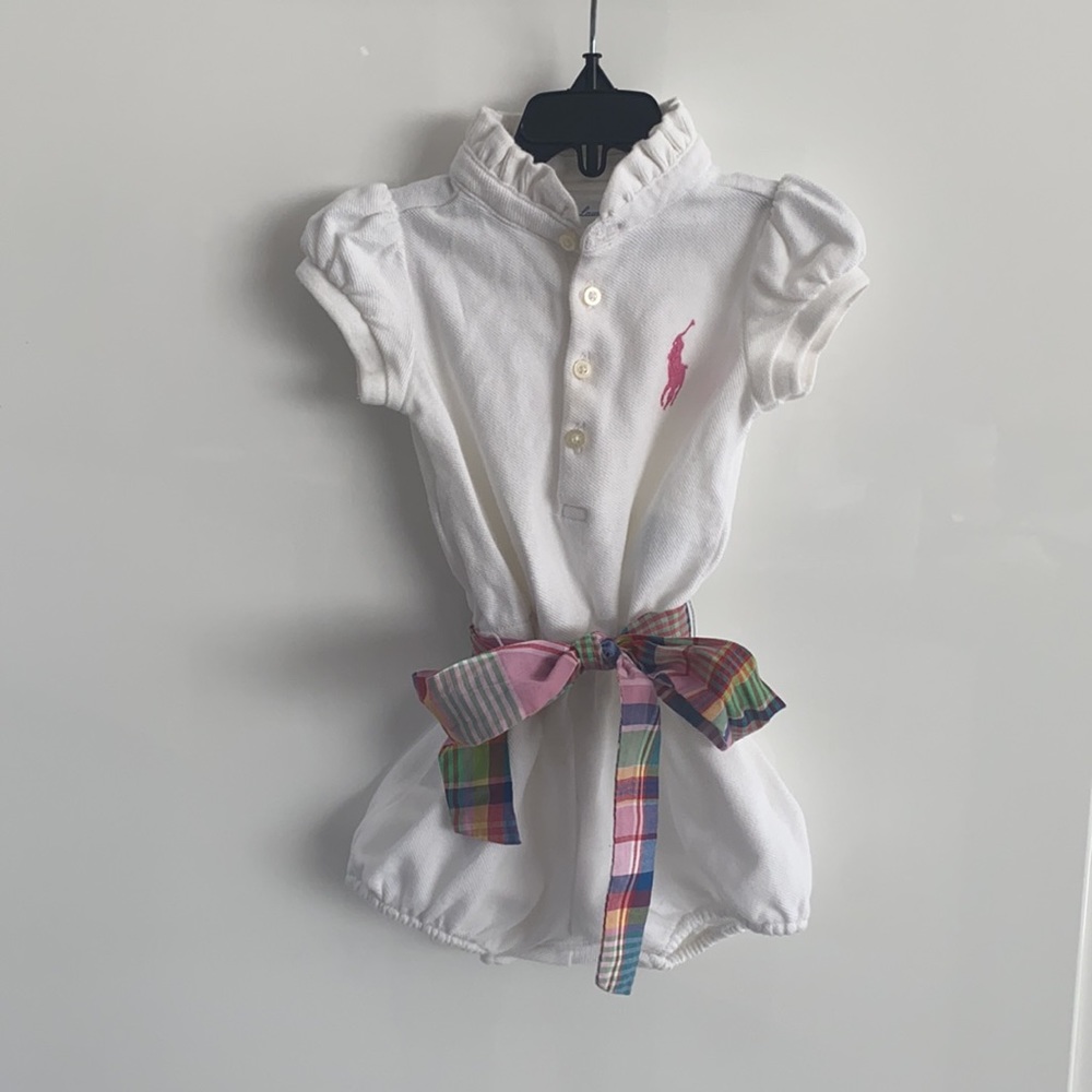 Ralph Lauren shorts 1-piece-white w pink plaid bow